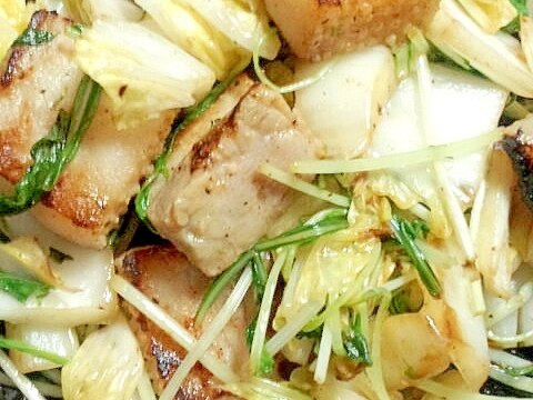 豚バラブロックの塩糀野菜炒め